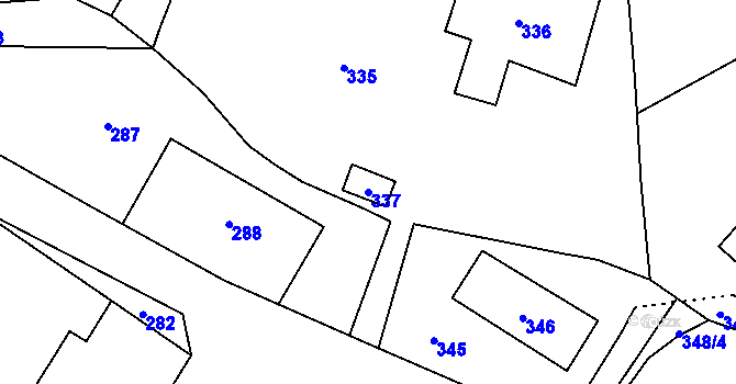 Parcela st. 337 v KÚ Lhotka u Hořovic, Katastrální mapa