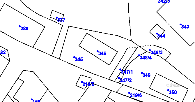 Parcela st. 346 v KÚ Lhotka u Hořovic, Katastrální mapa