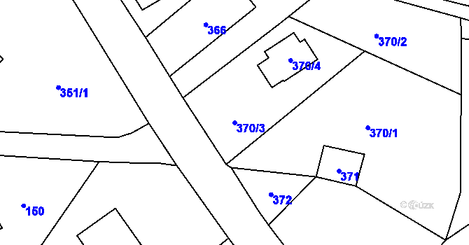 Parcela st. 370/3 v KÚ Lhotka u Hořovic, Katastrální mapa