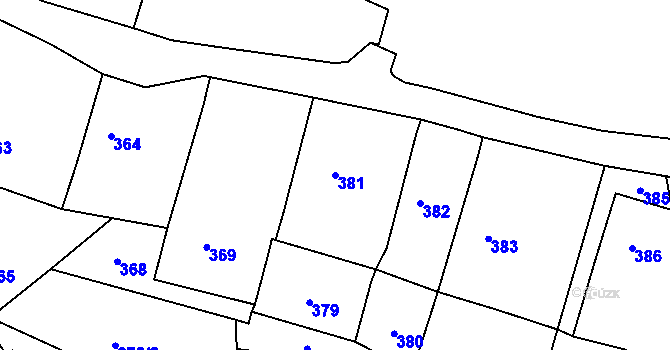 Parcela st. 381 v KÚ Lhotka u Hořovic, Katastrální mapa