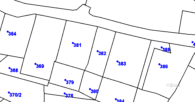 Parcela st. 382 v KÚ Lhotka u Hořovic, Katastrální mapa