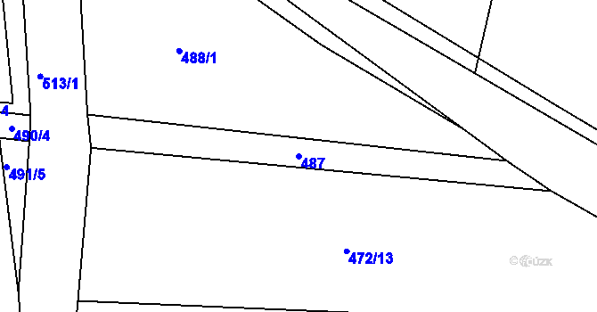Parcela st. 487 v KÚ Lhotka u Hořovic, Katastrální mapa