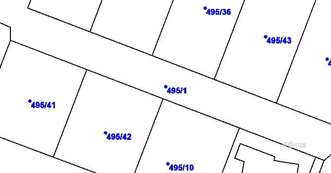 Parcela st. 495/1 v KÚ Lhotka u Hořovic, Katastrální mapa