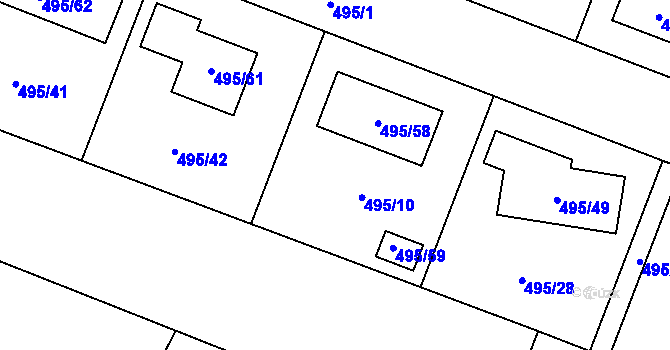 Parcela st. 495/10 v KÚ Lhotka u Hořovic, Katastrální mapa