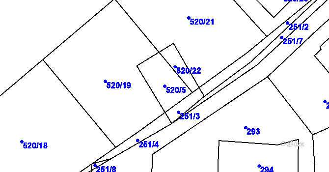 Parcela st. 520/5 v KÚ Lhotka u Hořovic, Katastrální mapa