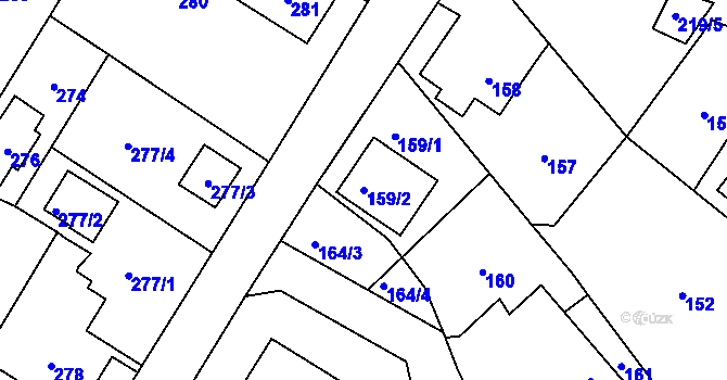 Parcela st. 159/2 v KÚ Lhotka u Hořovic, Katastrální mapa
