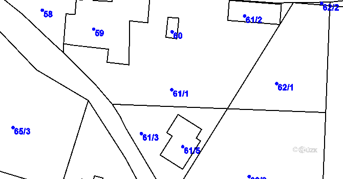Parcela st. 61/1 v KÚ Lhotka u Hořovic, Katastrální mapa