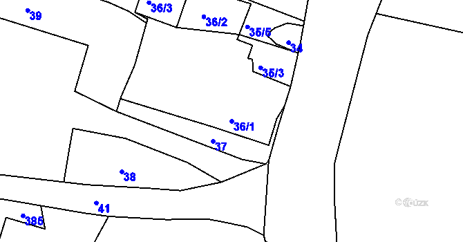 Parcela st. 36/1 v KÚ Lhotka u Hořovic, Katastrální mapa