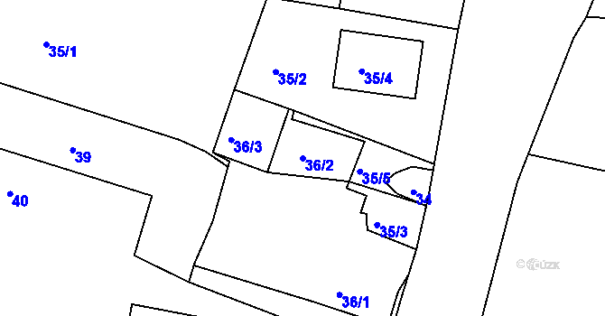Parcela st. 36/2 v KÚ Lhotka u Hořovic, Katastrální mapa