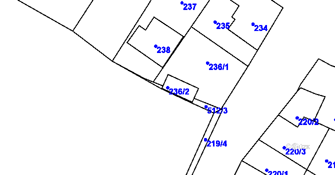 Parcela st. 236/2 v KÚ Lhotka u Hořovic, Katastrální mapa