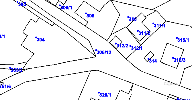 Parcela st. 306/12 v KÚ Lhotka u Hořovic, Katastrální mapa