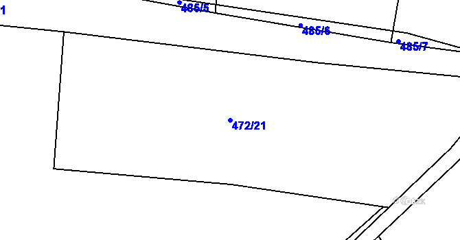 Parcela st. 472/21 v KÚ Lhotka u Hořovic, Katastrální mapa