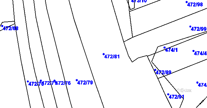 Parcela st. 472/81 v KÚ Lhotka u Hořovic, Katastrální mapa