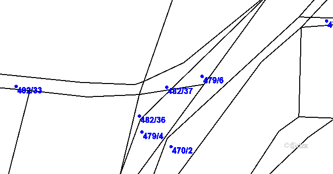Parcela st. 482/37 v KÚ Lhotka u Hořovic, Katastrální mapa
