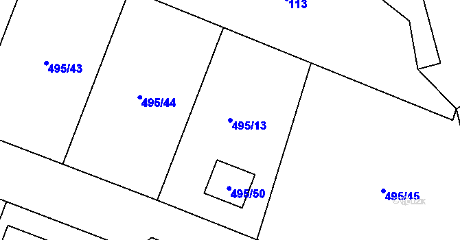 Parcela st. 495/13 v KÚ Lhotka u Hořovic, Katastrální mapa