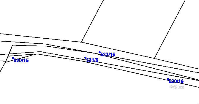 Parcela st. 523/16 v KÚ Lhotka u Hořovic, Katastrální mapa