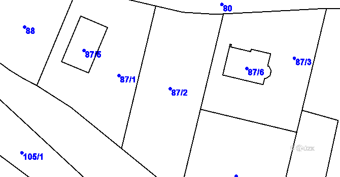 Parcela st. 87/2 v KÚ Lhotka u Hořovic, Katastrální mapa