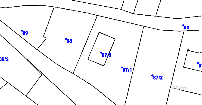 Parcela st. 87/5 v KÚ Lhotka u Hořovic, Katastrální mapa