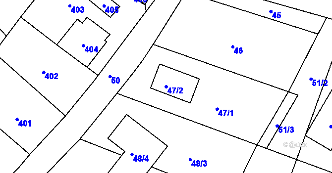 Parcela st. 47/2 v KÚ Lhotka u Hořovic, Katastrální mapa