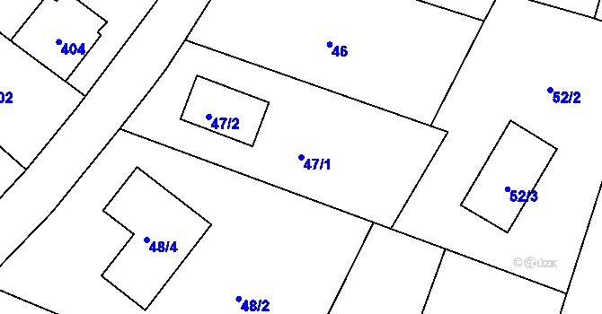 Parcela st. 47/1 v KÚ Lhotka u Hořovic, Katastrální mapa