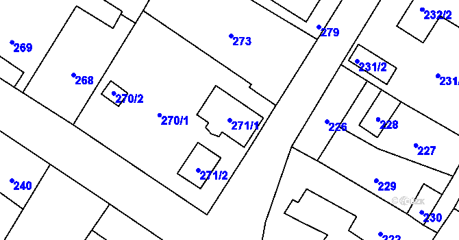 Parcela st. 271/1 v KÚ Lhotka u Hořovic, Katastrální mapa