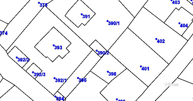 Parcela st. 390/2 v KÚ Lhotka u Hořovic, Katastrální mapa