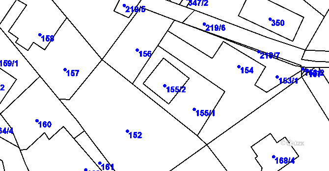 Parcela st. 155/2 v KÚ Lhotka u Hořovic, Katastrální mapa