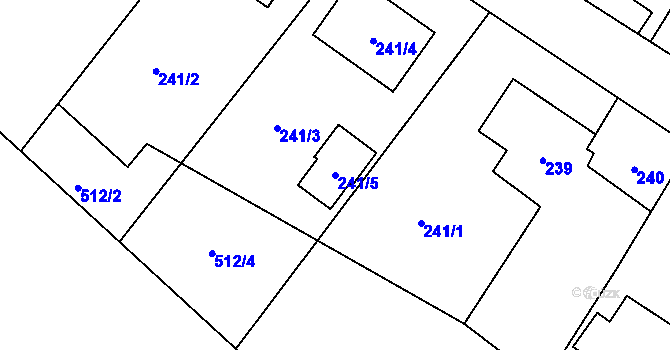 Parcela st. 241/5 v KÚ Lhotka u Hořovic, Katastrální mapa