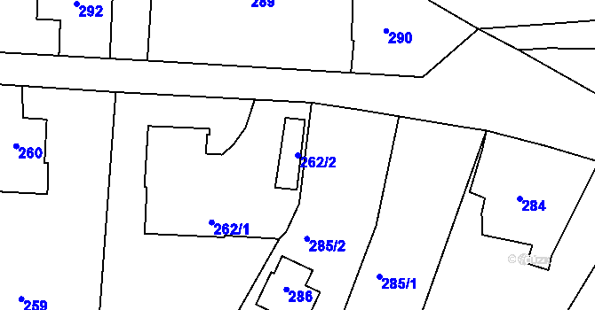 Parcela st. 262/2 v KÚ Lhotka u Hořovic, Katastrální mapa
