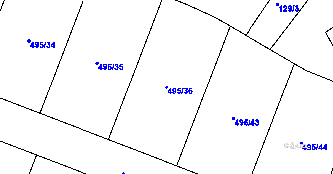 Parcela st. 495/36 v KÚ Lhotka u Hořovic, Katastrální mapa