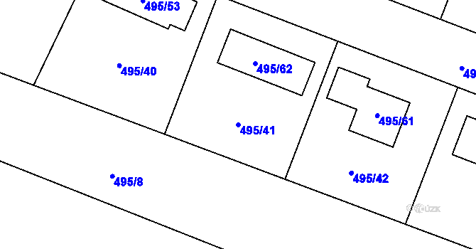 Parcela st. 495/41 v KÚ Lhotka u Hořovic, Katastrální mapa