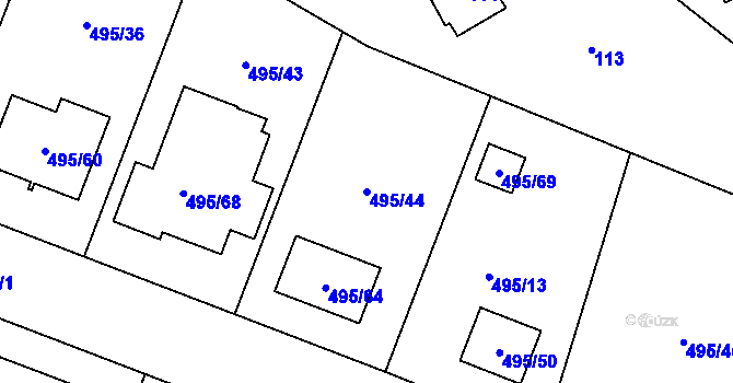 Parcela st. 495/44 v KÚ Lhotka u Hořovic, Katastrální mapa