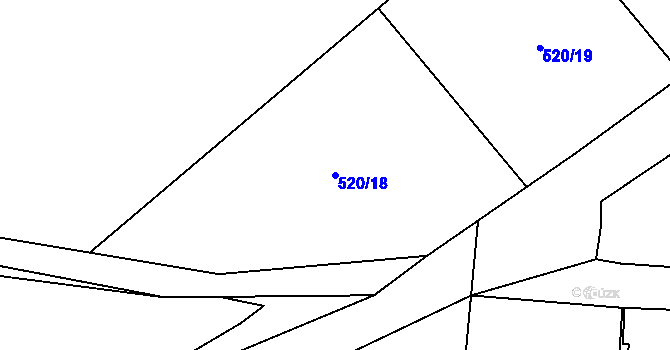 Parcela st. 520/18 v KÚ Lhotka u Hořovic, Katastrální mapa