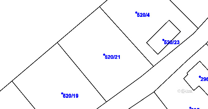 Parcela st. 520/21 v KÚ Lhotka u Hořovic, Katastrální mapa