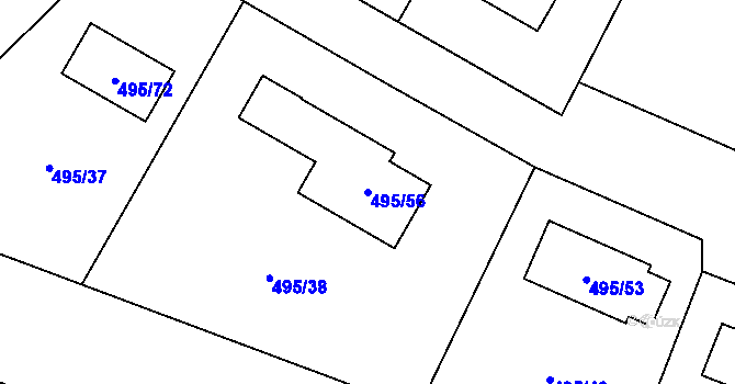 Parcela st. 495/56 v KÚ Lhotka u Hořovic, Katastrální mapa