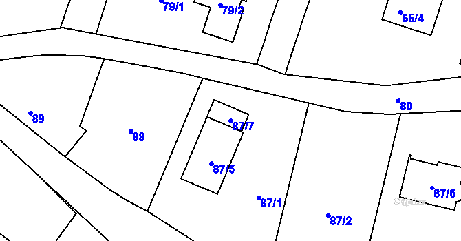 Parcela st. 87/7 v KÚ Lhotka u Hořovic, Katastrální mapa
