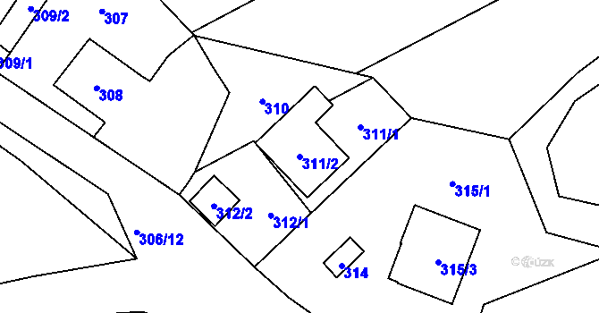 Parcela st. 311/2 v KÚ Lhotka u Hořovic, Katastrální mapa