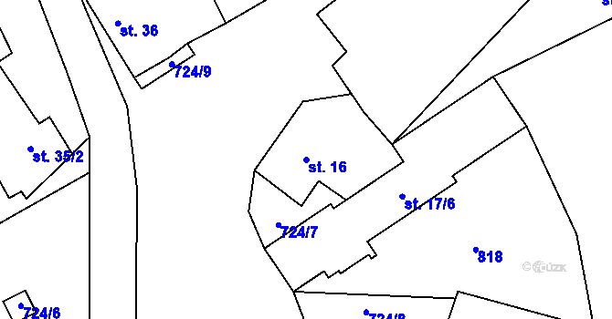 Parcela st. 16 v KÚ Lhotka u Mělníka, Katastrální mapa