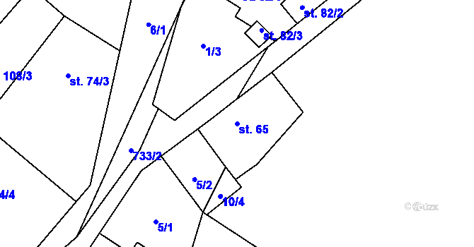 Parcela st. 65 v KÚ Lhotka u Mělníka, Katastrální mapa