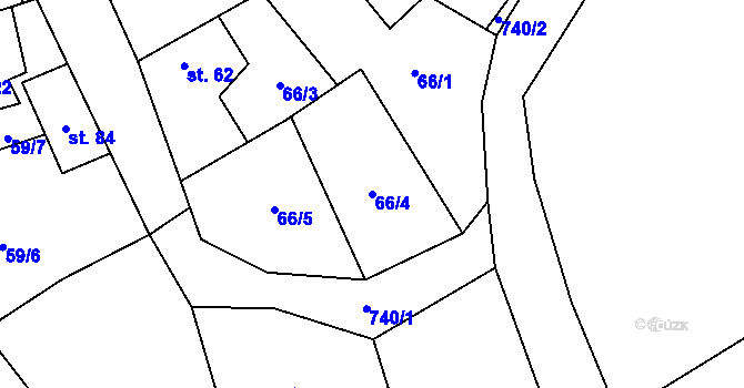 Parcela st. 66/4 v KÚ Lhotka u Mělníka, Katastrální mapa