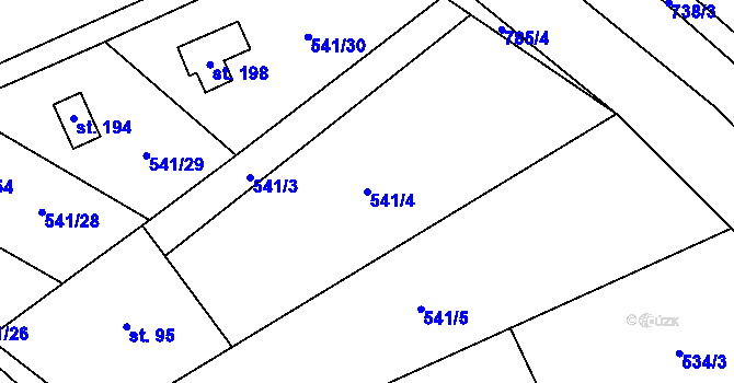 Parcela st. 541/4 v KÚ Lhotka u Mělníka, Katastrální mapa