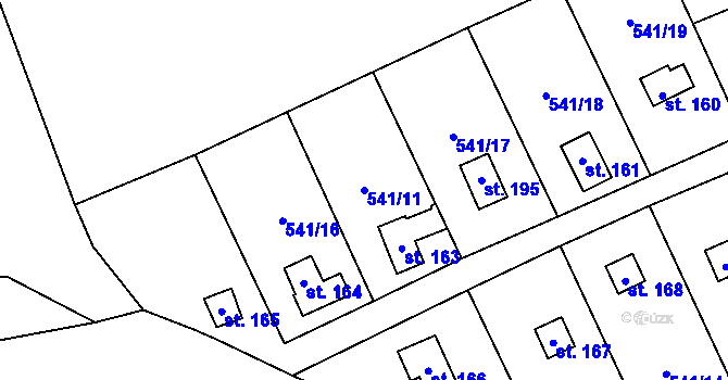 Parcela st. 541/11 v KÚ Lhotka u Mělníka, Katastrální mapa