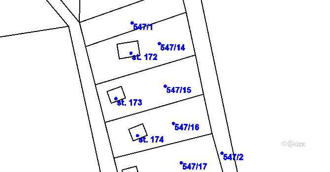 Parcela st. 547/15 v KÚ Lhotka u Mělníka, Katastrální mapa