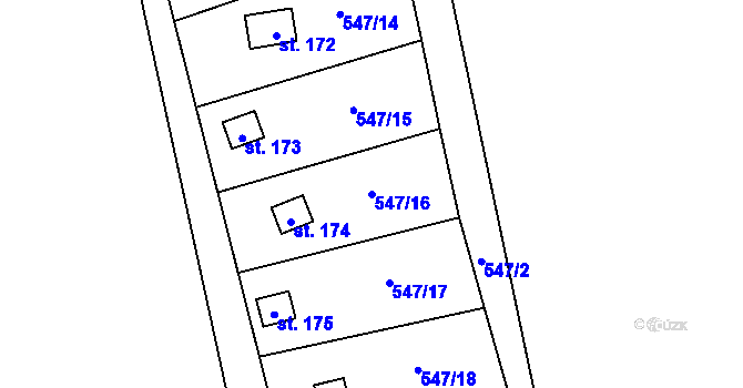 Parcela st. 547/16 v KÚ Lhotka u Mělníka, Katastrální mapa
