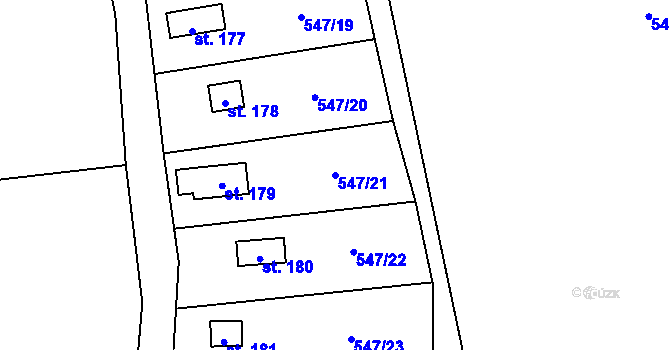 Parcela st. 547/21 v KÚ Lhotka u Mělníka, Katastrální mapa
