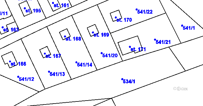 Parcela st. 541/20 v KÚ Lhotka u Mělníka, Katastrální mapa