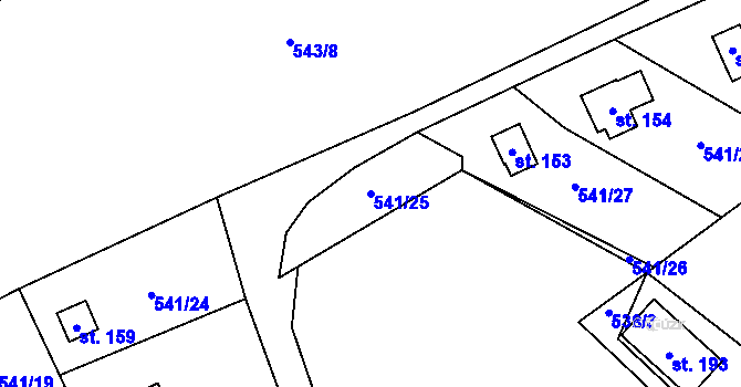 Parcela st. 541/25 v KÚ Lhotka u Mělníka, Katastrální mapa
