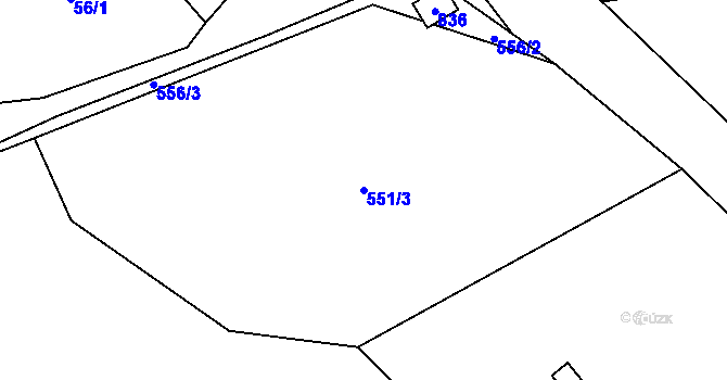 Parcela st. 551/3 v KÚ Lhotka u Mělníka, Katastrální mapa