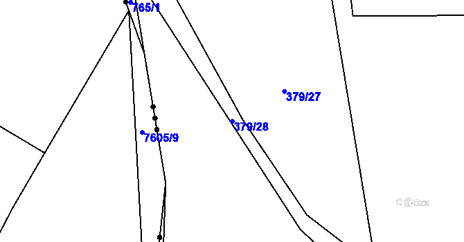 Parcela st. 379/28 v KÚ Lhotka u Mělníka, Katastrální mapa