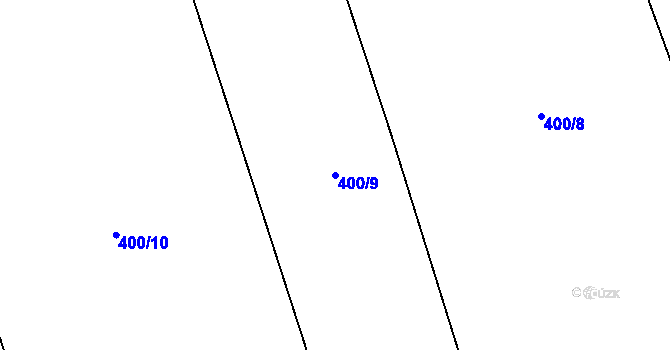 Parcela st. 400/9 v KÚ Lhotka u Mělníka, Katastrální mapa